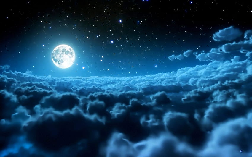 Beautiful Blue Anime Sky With Starry Clouds Page Border Background Word  Template And Google Docs For Free Download