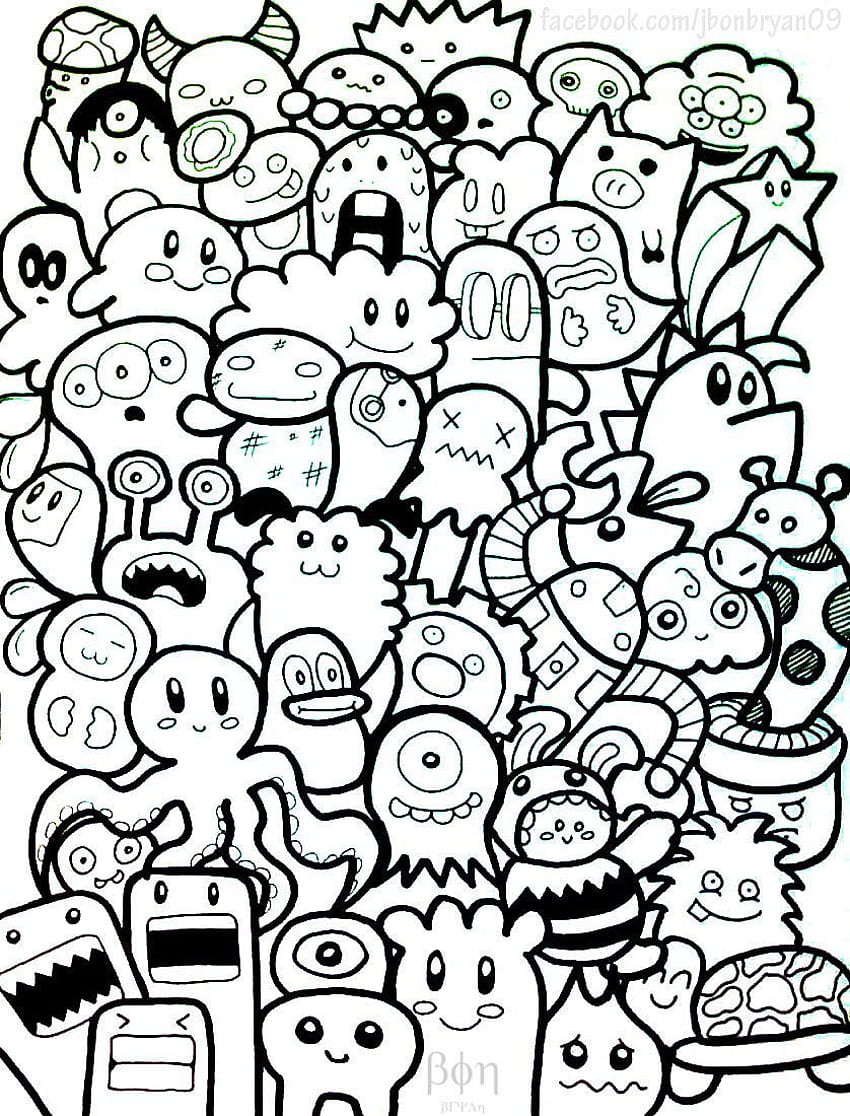 Doodle Monster สัตว์ประหลาด Doodle สุดน่ารัก โดย bon09 พิมพ์ได้ คาวาอี้ มอนสเตอร์ วอลล์เปเปอร์โทรศัพท์ HD
