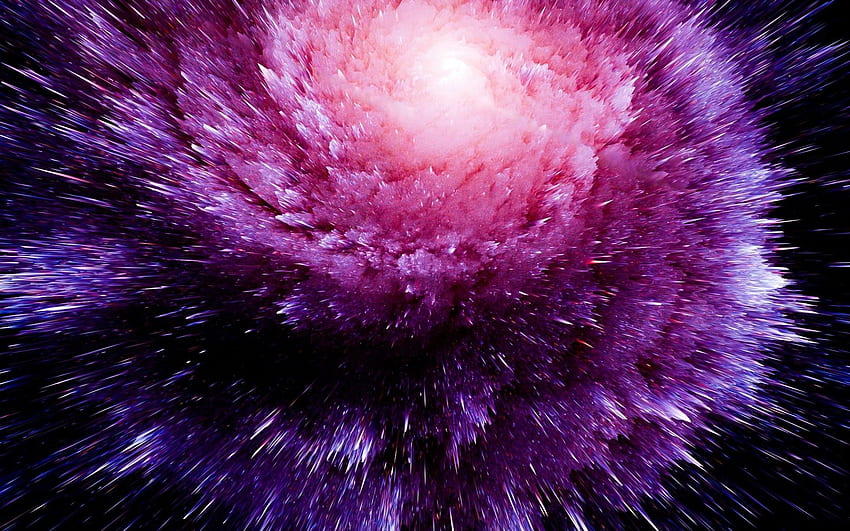 Purple Splash, Particles, Explosion HD wallpaper