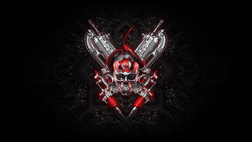 Gears of war, skull and guns, Logo HD wallpaper