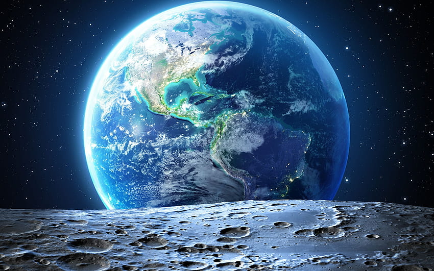 Terre depuis l'espace, surface de la lune, galaxie, Lune de la NASA Fond d'écran HD