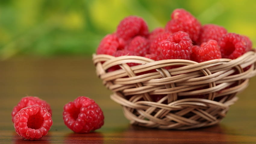 Food, Raspberry, Berry, Basket, Harvest HD wallpaper