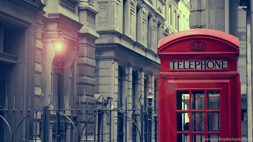 Kotak Telepon Merah, Latar Belakang London, Estetika London Wallpaper HD