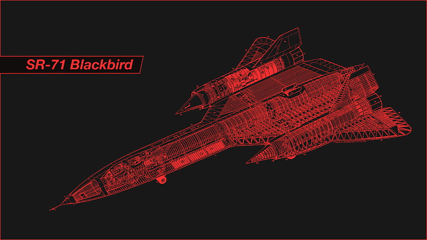 Lockheed SR 71 Blackbird Blueprints ミニマリズム シンプルな背景 赤のエンジニアリング 黒の背景 - 解像度: 高画質の壁紙