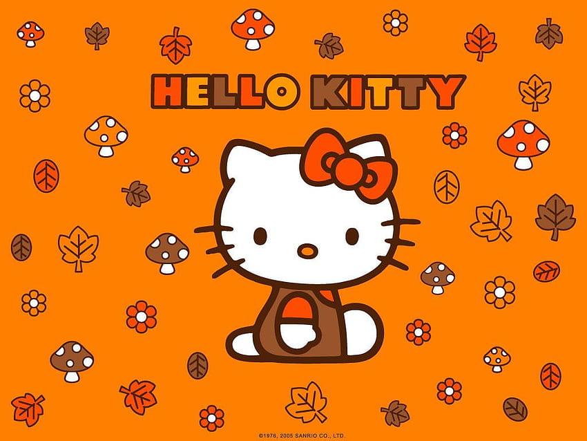 Foglie d'autunno Hello Kitty, arancione Kawaii Sfondo HD
