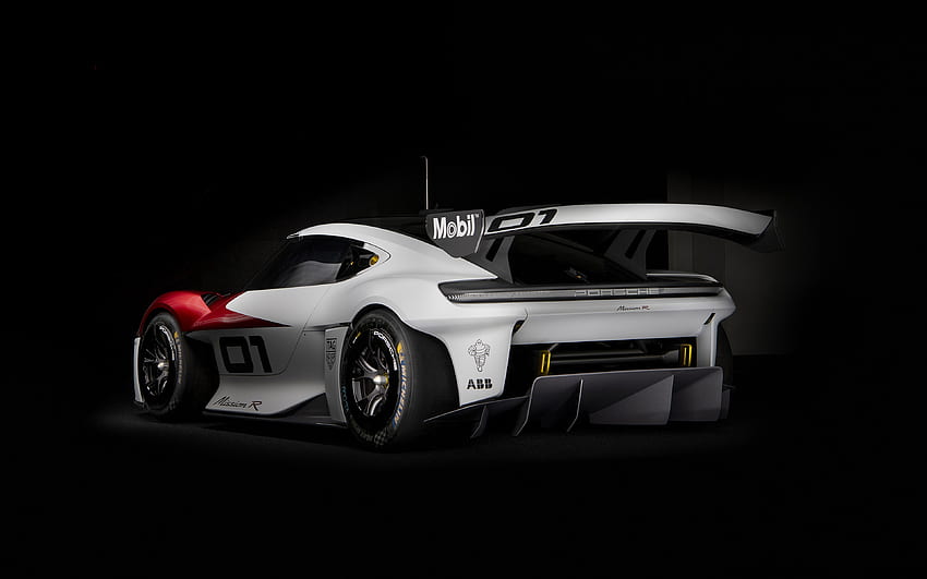 2021, Porsche Mission E Concept, vista trasera, exterior, coche de carreras, coches eléctricos, coche de carreras eléctrico, Porsche fondo de pantalla