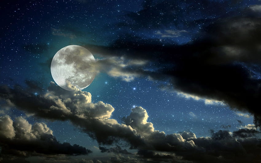 Moon and Stars, Moon and Stars Laptop HD wallpaper