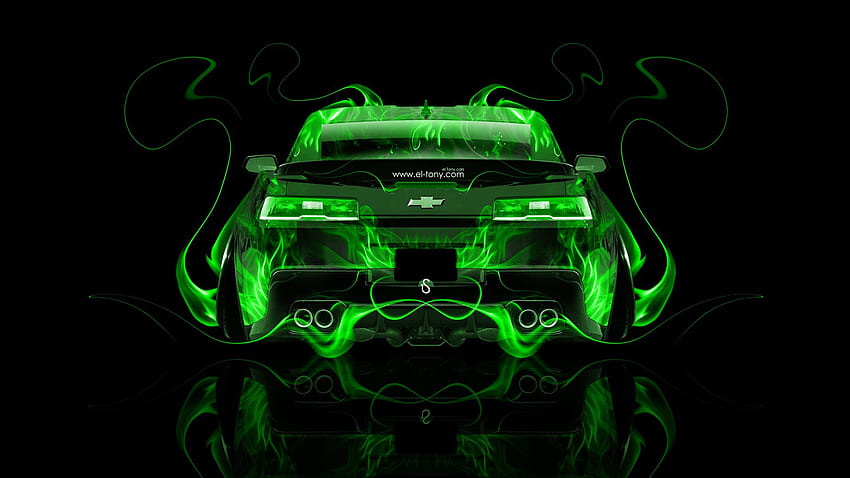 Chevrolet Camaro Z28 Muscle Back Fire Car 2014, Green Camaro HD ...