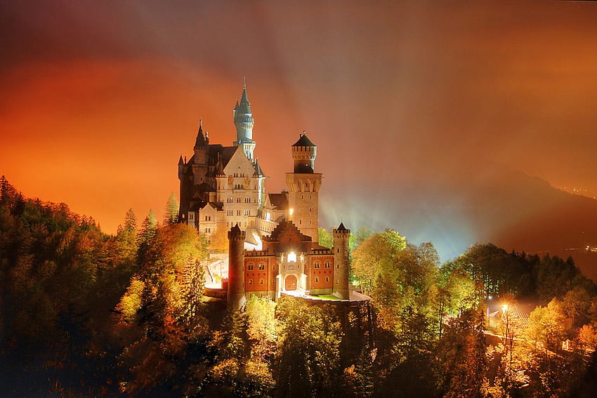 Castillo bávaro, siglo XIX, inspiración, castillo, baviera, zona turística fondo de pantalla