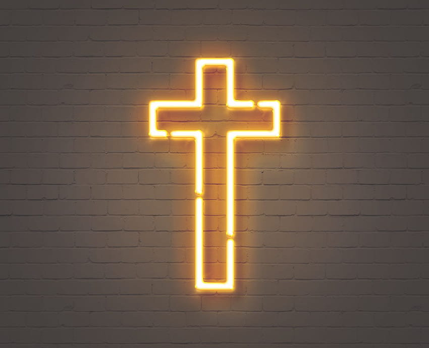 Cruz de neón (p), logotipo de Jesús fondo de pantalla
