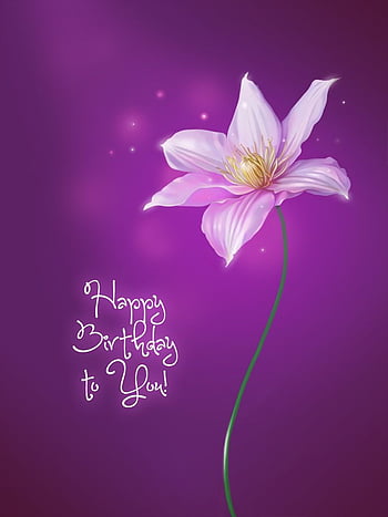 Happy Birtay Purple Flower Hd Phone