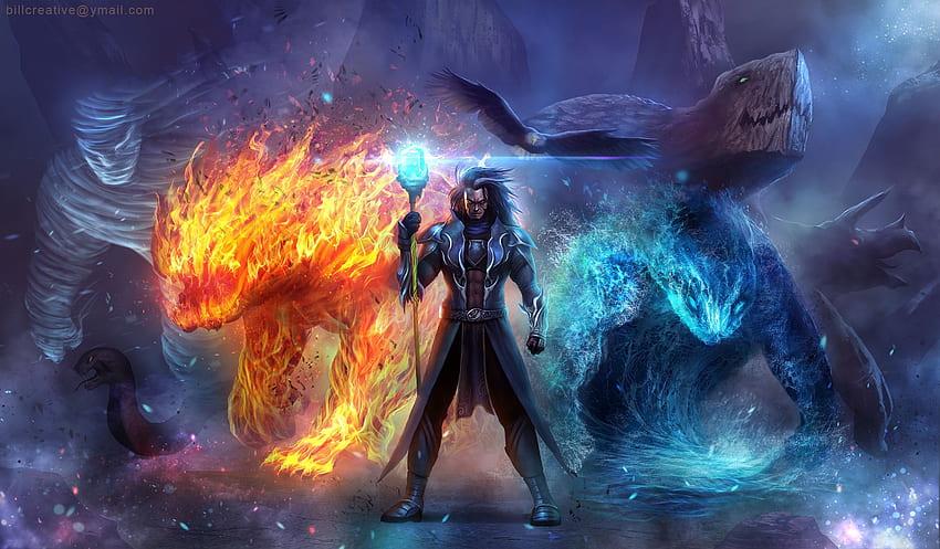 Fantasy Wizard Elemental Magic Creature Fantasy през 2020 г. Elemental magic, Dragon, Fantasy art, Ice Magic HD тапет