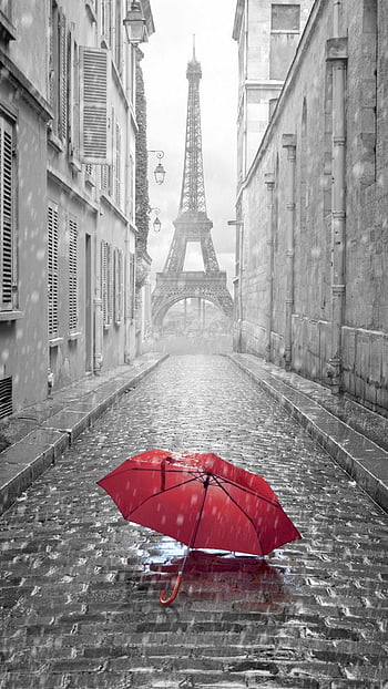 Black And White Picture Of Paris Eiffel Tower And Red Lights On Road With  Dark Sky Background During Night HD Travel Wallpapers  HD Wallpapers  ID  43624