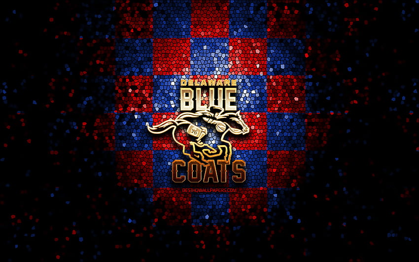 Delaware Blue Coats, glitter logo, NBA G League, red blue checkered background, basketball, american basketball team, Delaware Blue Coats logo, mosaic art HD wallpaper