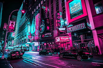 neon city lights