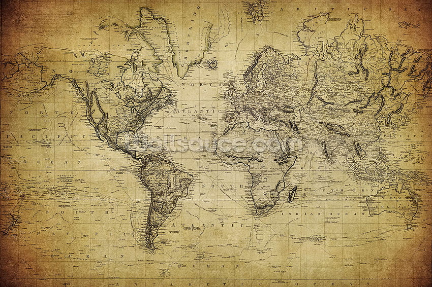 Carte vintage du XIXe siècle, carte du monde antique Fond d'écran HD