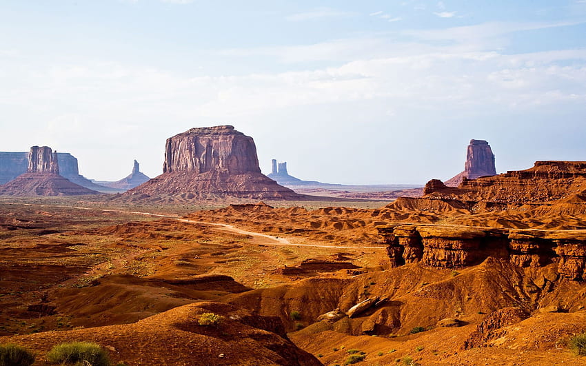 พื้นที่ทะเลทราย Wild West ในอเมริกา Monument Valley Navajo Tribal Park วอลล์เปเปอร์ HD