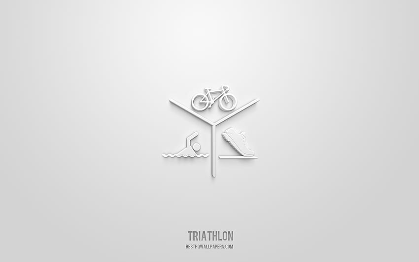 triathlon 3d icon, sport background, 3d symbols, triathlon, sport icons, 3d icons, triathlon sign, sport 3d icons HD wallpaper