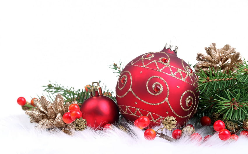 Christmas Decorations, Ornaments, Christmas, Decorations, Red HD wallpaper