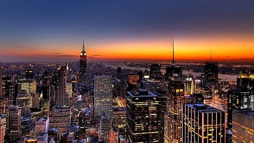 ニューヨーク, 都市, 夜, 上からの眺め, 超高層ビル 高画質の壁紙