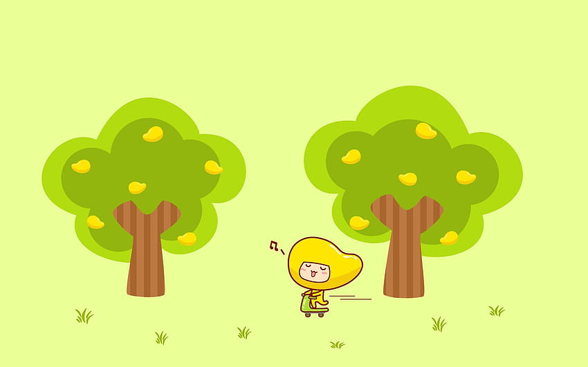 Cantando bajo los árboles de mango -, Árbol de dibujos animados fondo de pantalla
