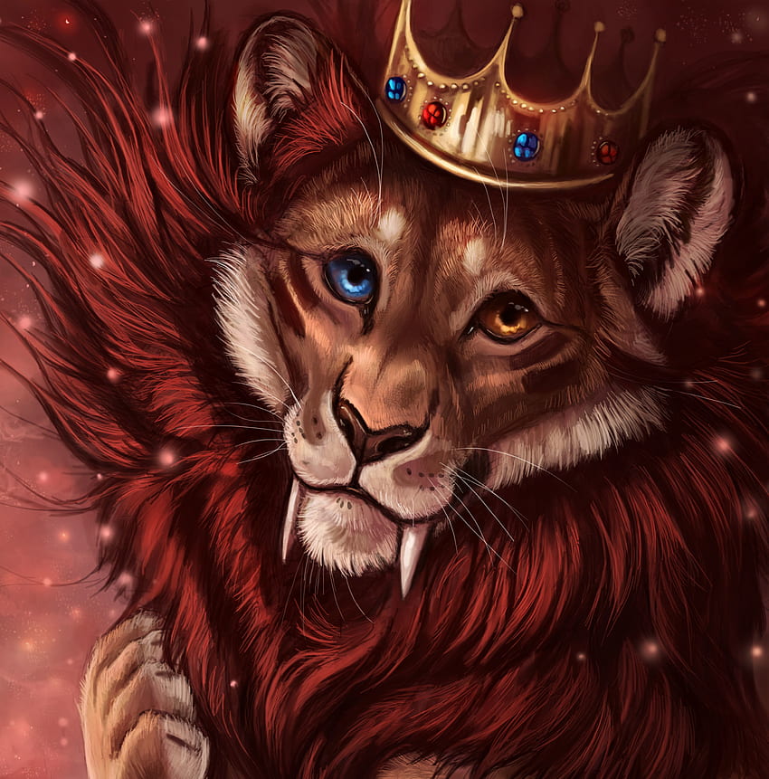 Art, Crown, Lion, King Of Beasts, King Of The Beasts, King, Tsar HD phone wallpaper
