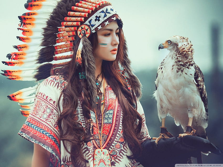 Chica nativa americana con águila ❤ para, Cool Native American fondo de pantalla