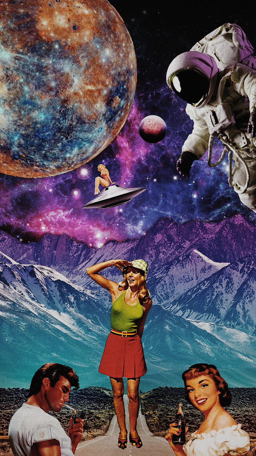 Space Tourist, surrealismo, surrealism, espacial, retro HD phone wallpaper