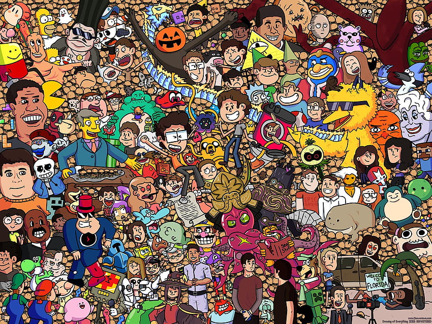 The Drawing of Everything, a collage of my friends, memes, myself, and more! [OC] : wimmelbilder HD wallpaper