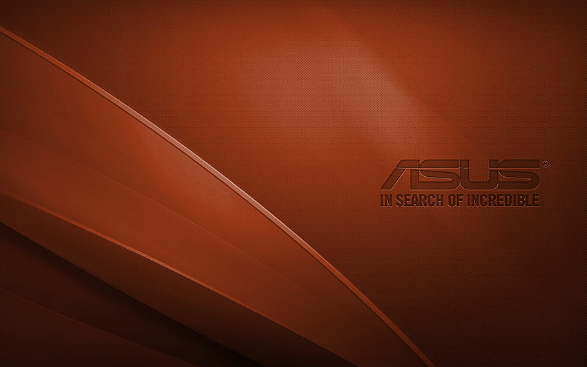 Кафяво лого на Asus, креативен, кафяв вълноен фон, лого на Asus, произведение на изкуството, Asus HD тапет