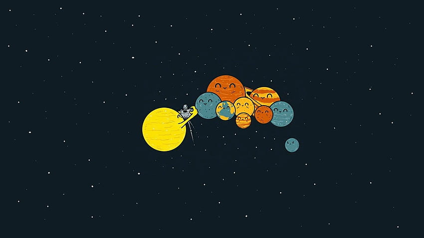 ilustración, planeta, espacio, minimalismo, humor, logo, caricatura, ciencia ficción, humor negro, Plutón, captura de , computadora. Mocah, Sistema Solar Negro fondo de pantalla