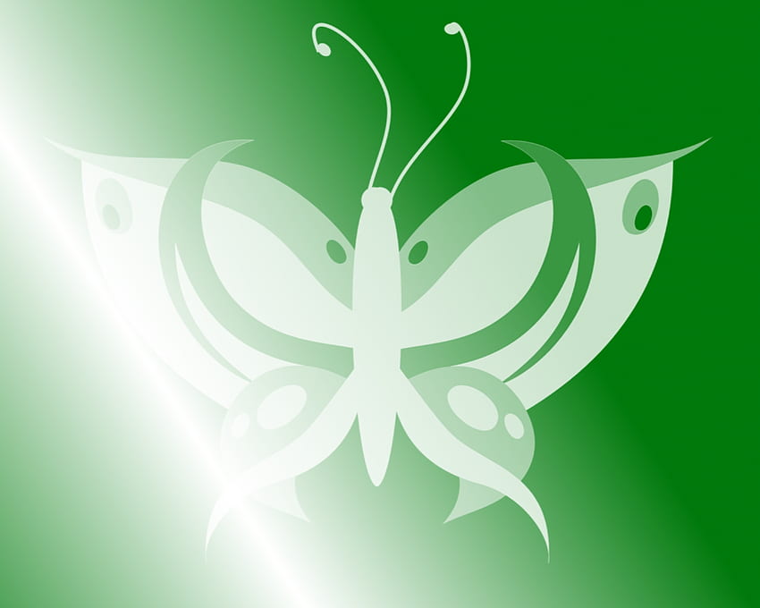 Kelebek - Koyu Yeşil, beyaz, sade, gölge, kelebek, yeşil, koyu HD duvar kağıdı
