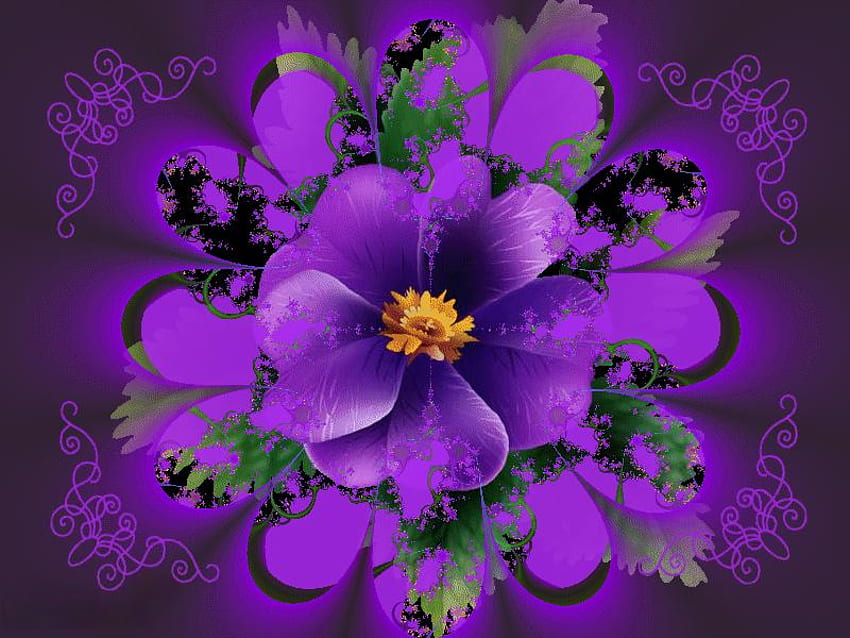 kekuatan bunga, ungu, abstrak, perangkat tambahan, bunga Wallpaper HD