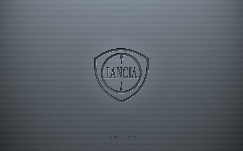 Lancia logo, gray creative background, Lancia emblem, gray paper texture, Lancia, gray background, Lancia 3d logo HD wallpaper