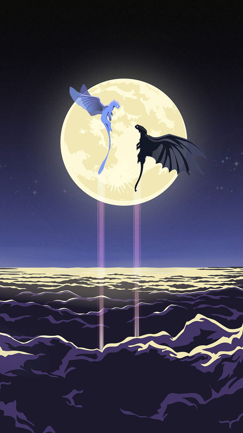Ilustraciones de Toothless y Light Fury fondo de pantalla del teléfono