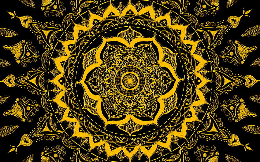 Mandala Pattern Abstraction Tangled Yellow Mandala Hd Wallpaper