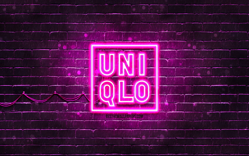 Uniqlo purple logo  purple brickwall Uniqlo logo brands Uniqlo neon  logo Uniqlo HD wallpaper  Pxfuel
