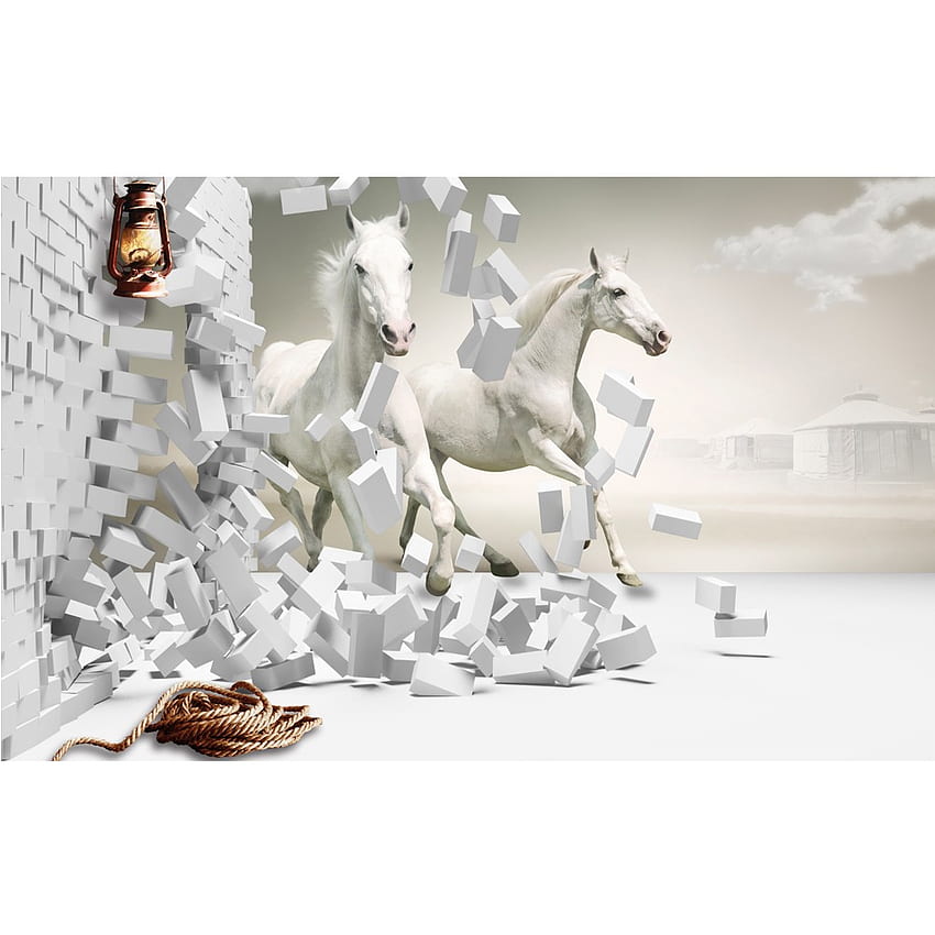 Running White Horse 3D Comercial Vinil Para Decoração De Restaurante Al Murad - Comprar Vinil Para Decoração De Restaurante, Vinil Comercial, Cavalo Walpaper Produto 3D em Papel de parede de celular HD