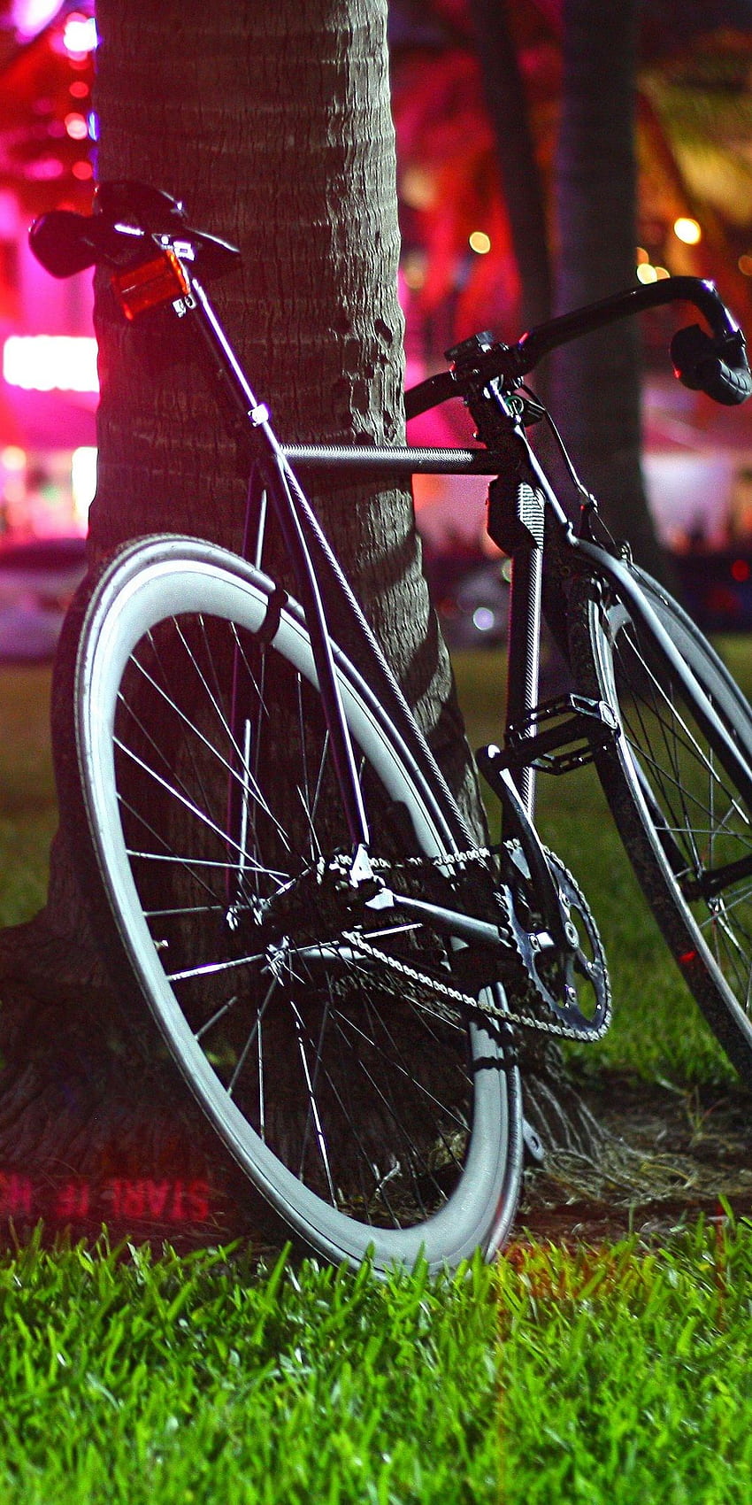 Night Park Street Bike One Plus 5T, Honor 7x, Honor HD phone wallpaper