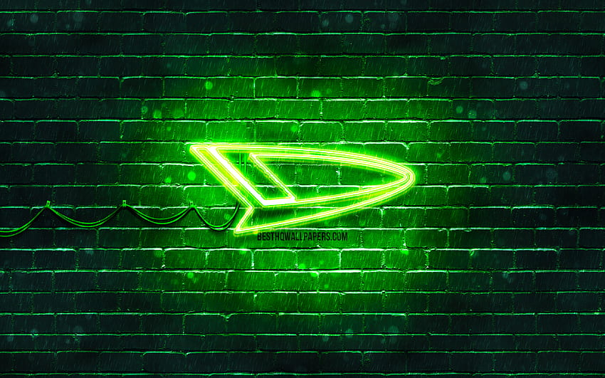 Logo hijau Daihatsu, , brickwall hijau, logo Daihatsu, merek mobil, logo neon Daihatsu, Daihatsu Wallpaper HD
