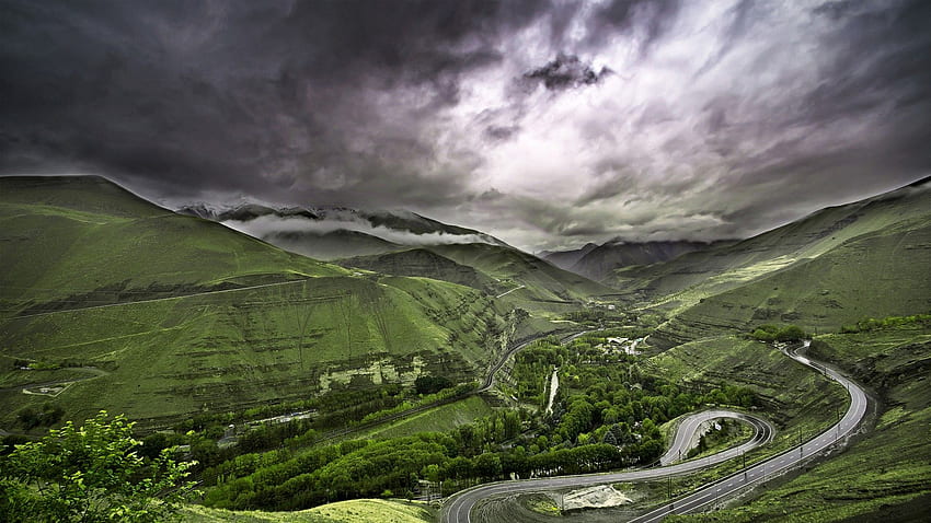 Mountain: Fantastic Serpentine Valley Road Chalus Iran Rod Clouds, Iran Landscape HD wallpaper
