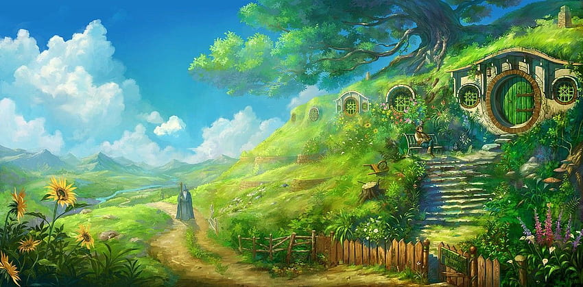 Anime Verde, Cenário Studio Ghibli papel de parede HD