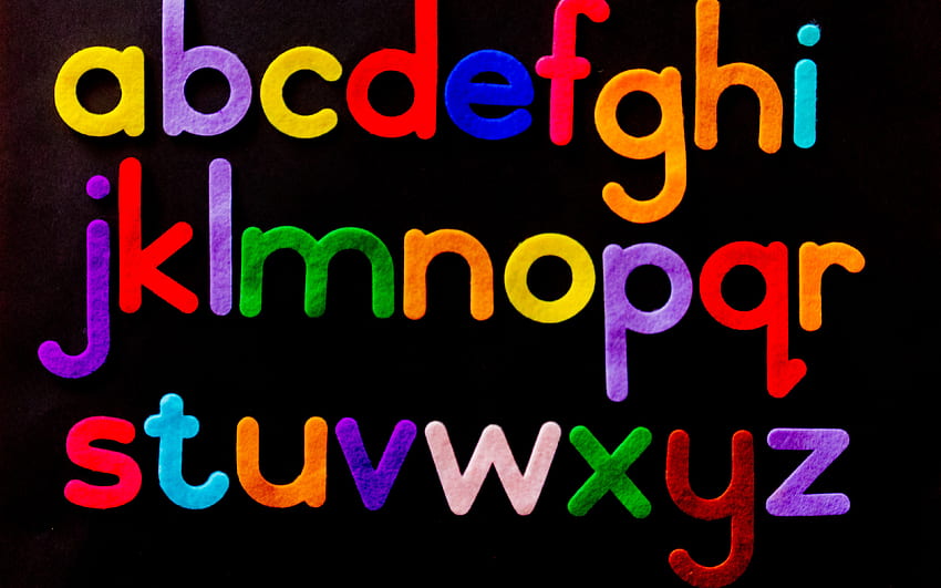 alfabeto colorido, letras de colores, alfabeto inglés, negro, letras del alfabeto inglés, aprendiendo el alfabeto fondo de pantalla