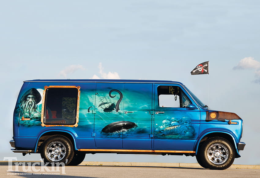 Pirates Of The Caribbean, blue, ford, custom, van HD wallpaper