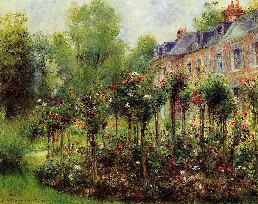 Çiçek: Empresyonizm Gülleri Wargemont Renoir Rose Garden HD duvar kağıdı