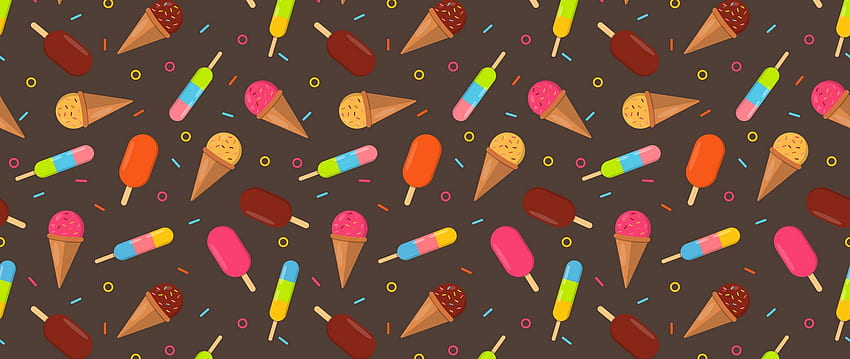 ice cream, multicolored, patterns, texture dual wide background HD wallpaper