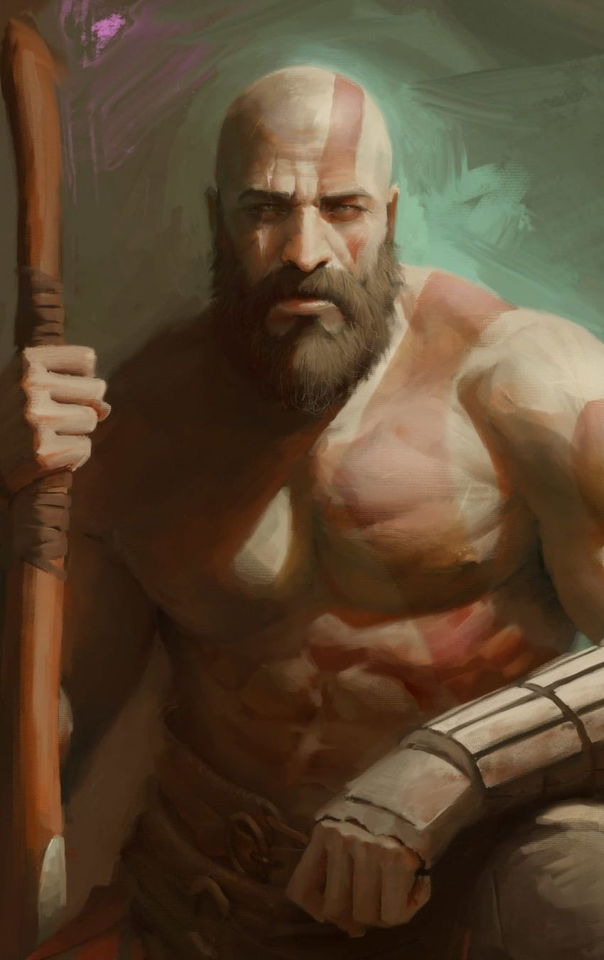 handsome, kratos, god of war, art, iphone 5, iphone 5s, iphone 5c, ipod touch, , background, 3059, Old Kratos HD phone wallpaper