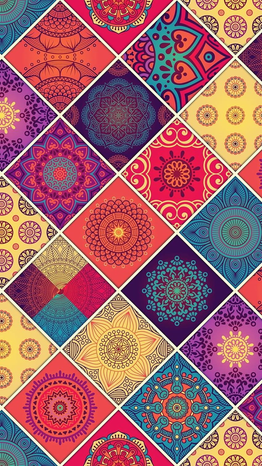 Farben geteilt, buntes Mandala-Muster HD-Handy-Hintergrundbild