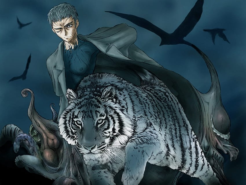 Meister der Bestie, Tier, Schwarz, Tiger, Meister, Dunkelheit, Anime, Spiel, Tsukihime, Bestie HD-Hintergrundbild
