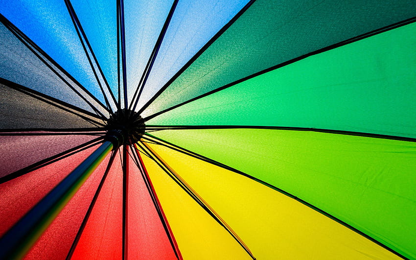 傘、カラフルな生地、虹色、空飛ぶ傘 高画質の壁紙